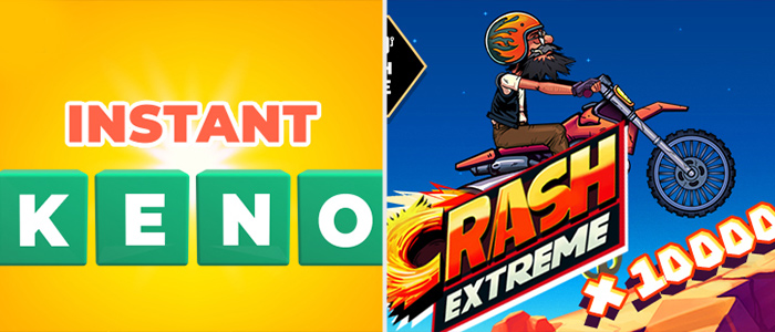 بررسی دو بازی مهارتی "Crash Extreme" و "Instant Keno"